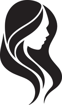 A woman's profile silhouette with long hair vector