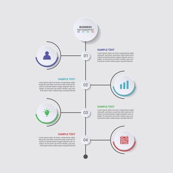 Modern and simple business infographic template with 4 steps, delicate pastel colors isolated on a clean background vector