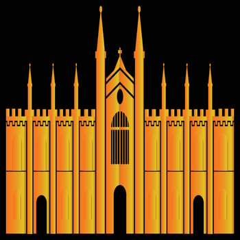 Golden Medieval Castle Illustration Stunning Fortress Design vector