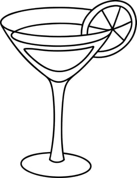 one line drawing of an cocktail glass vector