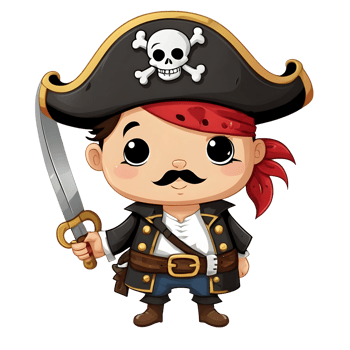 cartoon pirate character with a sword and hat png