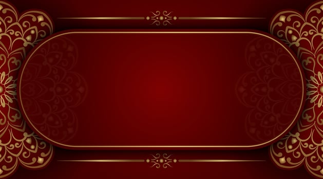 Red background with gold ornaments vector