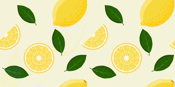 Seamless pattern with yellow lemons vector