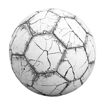 a soccer ball with cracks on it, on a transparent background png