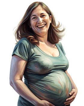 Beautiful expectant mother in a serene setting png