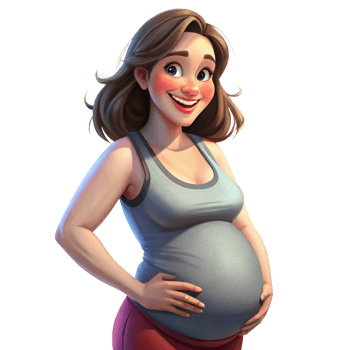 Blissful pregnant woman cherishing her journey png