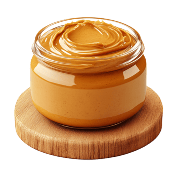 peanut butter in a glass jar on a wooden stand png