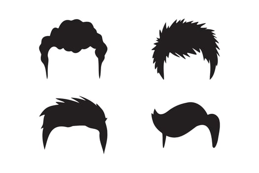 Men's hairstyle silhouettes set. vector