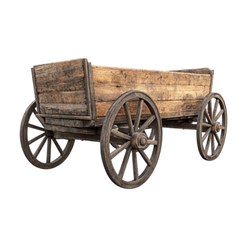 an old wooden wagon on a transparent background png