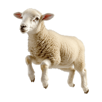a sheep jumping on a transparent background png