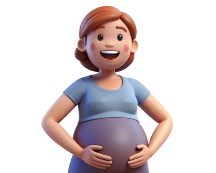 Joyful expectant mom holding her belly with love png