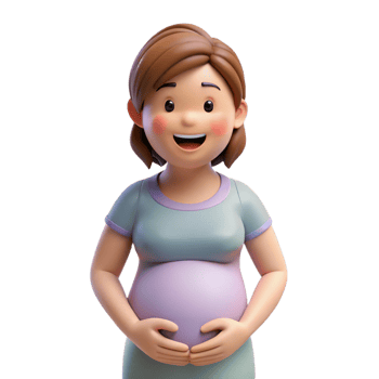Excited mom-to-be feeling baby movements png