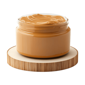 peanut butter jar on wooden stand on transparent background png