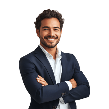 a man in a suit is smiling and standing png