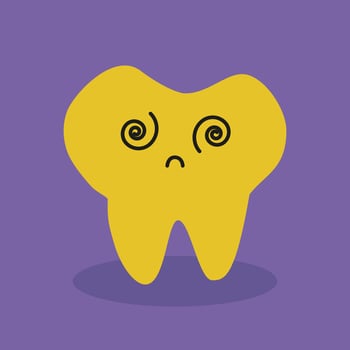 Yellow sick tooth children dental Illustration vector