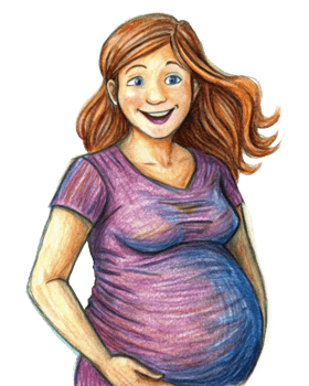 Excited mother-to-be posing with joy png