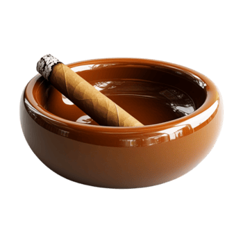 a brown bowl with a cigar in it png