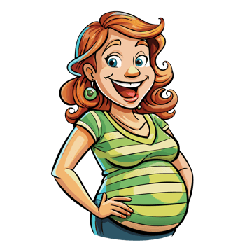 Happy mother-to-be standing with hands on belly png