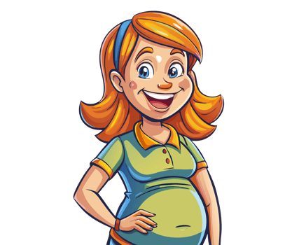 Joyful pregnant lady posing with baby bump png