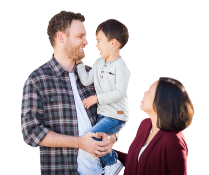 Mixed Race Chinese and Caucasian Family Portrait Isolated on a Transparent Background. Transparent. png