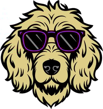 Cool Goldendoodle Dog Wearing Sunglasses vector