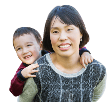 Chinese Mother and Mixed Race Caucasian and Chinese Son Portrait Isolated on a Transparent Background png