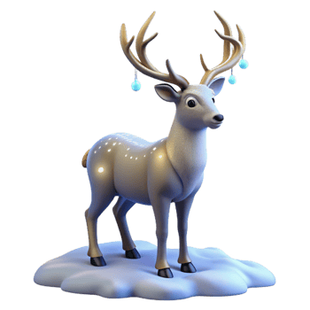3D Render of Festive Reindeer on Snowy Ground png
