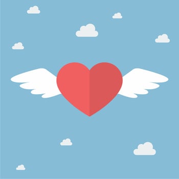 Flat style illustration of Love symbol with white wings vector