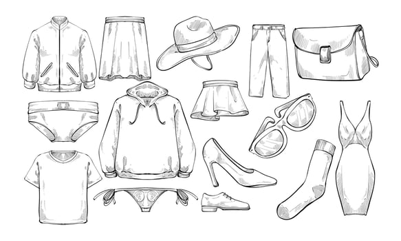 clothes fashion handdrawn collection vector