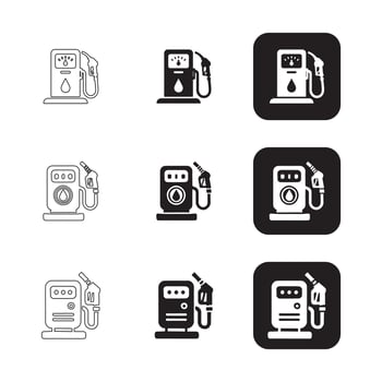 Black and White Gas Pump Icons vector