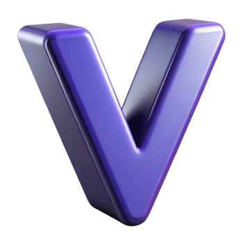 3D Render of Glossy Purple Letter V png