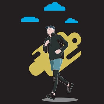 Sporty Young Man Running Black Jacket vector