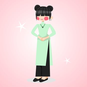 Aodai vietname green dress illustration vector
