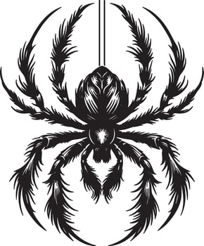 Black Spider Hanging from Invisible Thread design vector