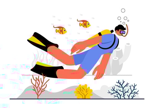Ocean Diving Illustration with Snorkeling and Scuba Equipment for Marine Exploration vector