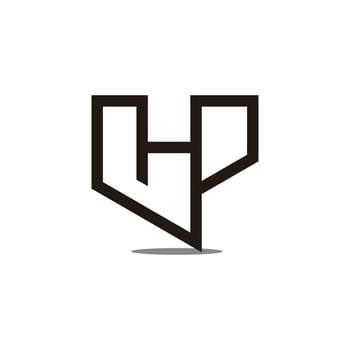 letter bp simple geometric linked lines logo vector