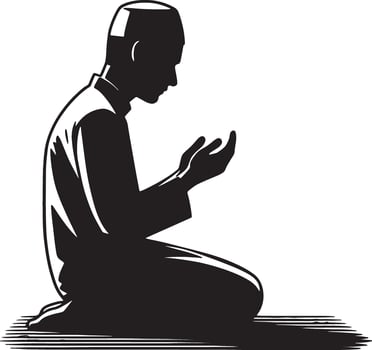 Islamic prayer during Ramadan silhouette vector