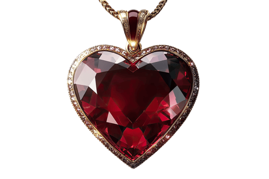 Heart-shaped ruby pendant with gold setting png