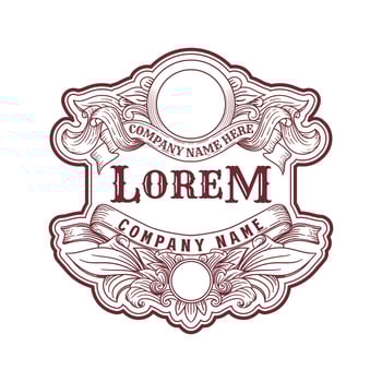 Ornament Border Frame Royal Badge Emblem Stamp Label with Ribbon Logo Design vector