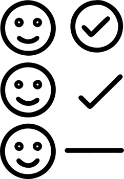 Satisfaction surveys in outline icon style, building relationships with Customers theme. png