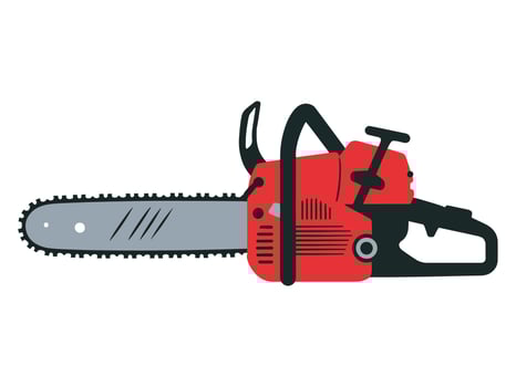 Red Chainsaw Electric or Gasoline Work Tool for Carpentry vector