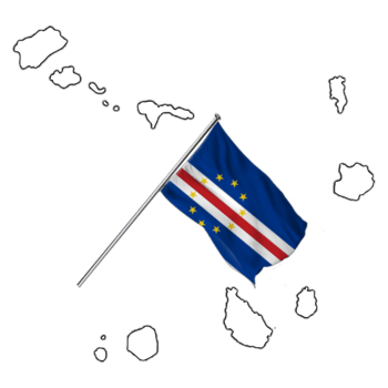 Cape Verde map with waving flag png