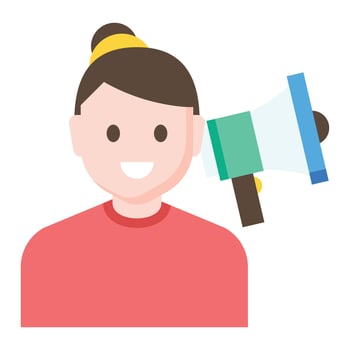 A woman with a megaphone in her hand vector