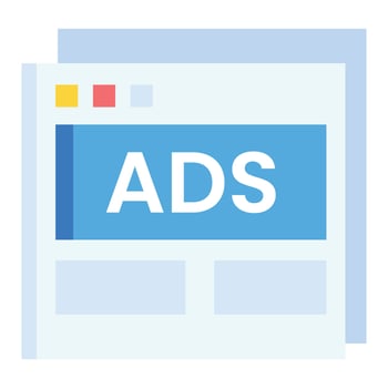 Ads on a website with a blue background vector