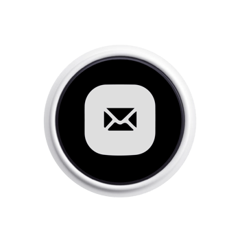 A flat and white button with an envelope icon flat png
