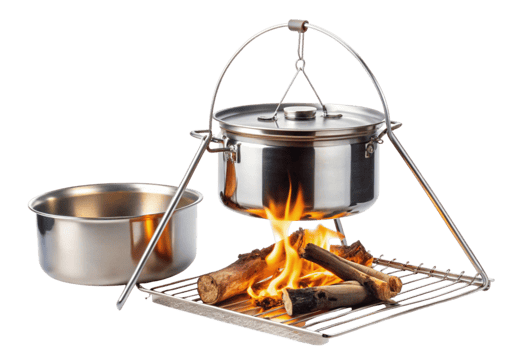 Folding campfire cooking tools for camping trips png