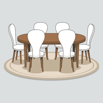 illustration of a dining table and chairs on white background vector