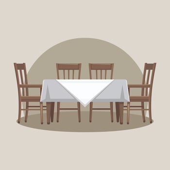 an illustration of a table and chairs vector