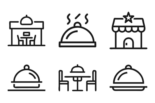 Restaurant Icon Pack in Outline Silhouette Style vector