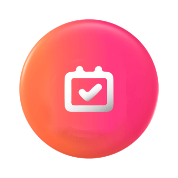 A pink and orange button with a check mark on it png